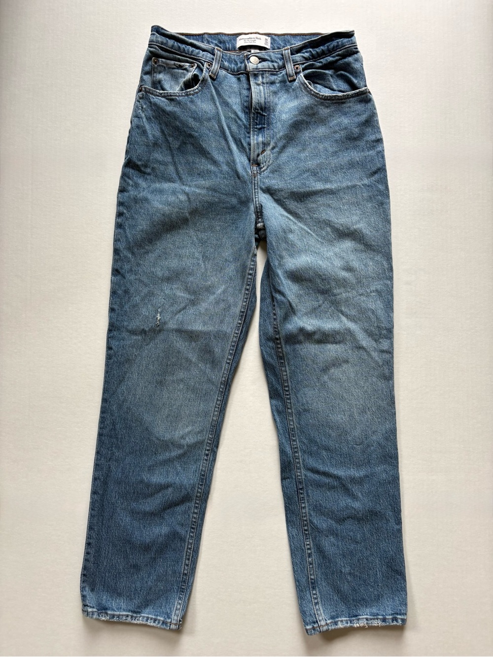 Abercrombie & Fitch Women's Straight Leg Jeans in Blue Denim